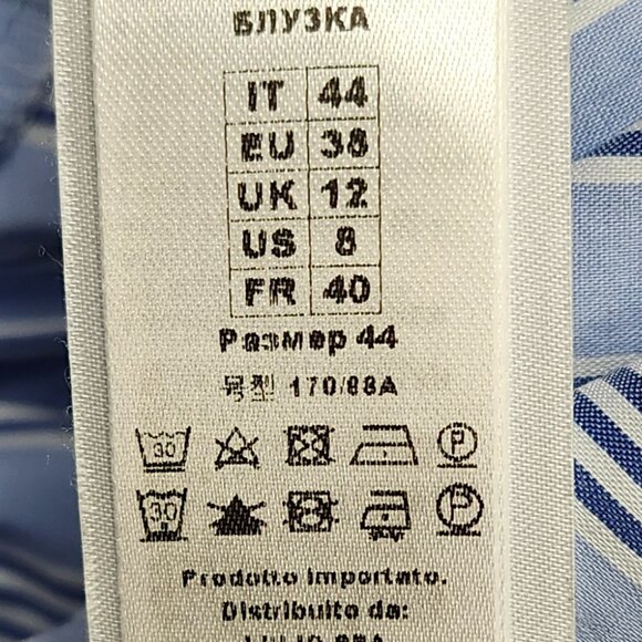 Liu Jo Women's Blue/White Striped Long Sleeved Shirt W/Elastic Knot Look Size 38 - Picture 12 of 12